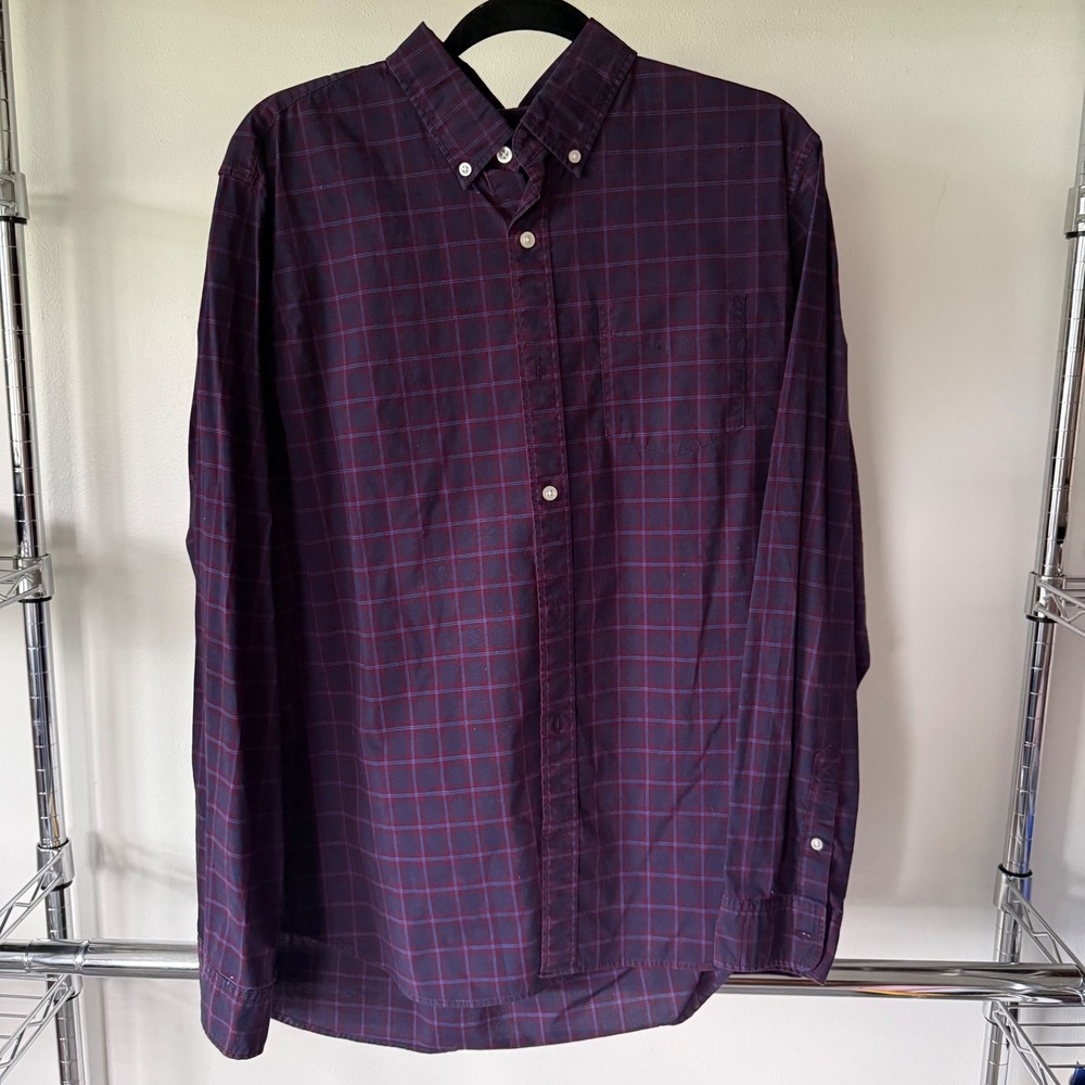 Gap‎ Mens Standard Fit Stretch Long Sleeve Button Down Shirt Plaid L